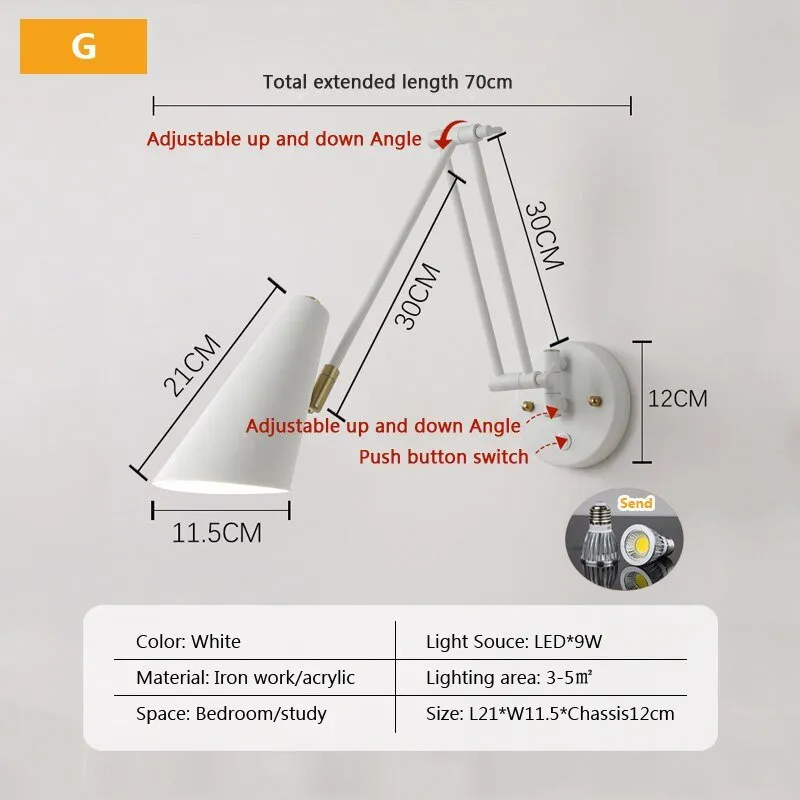 Adjustable Swing Wall Lamp for Home and Hotel Decor